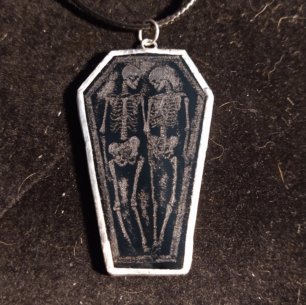 Lovers Stained Glass Coffin Pendant
